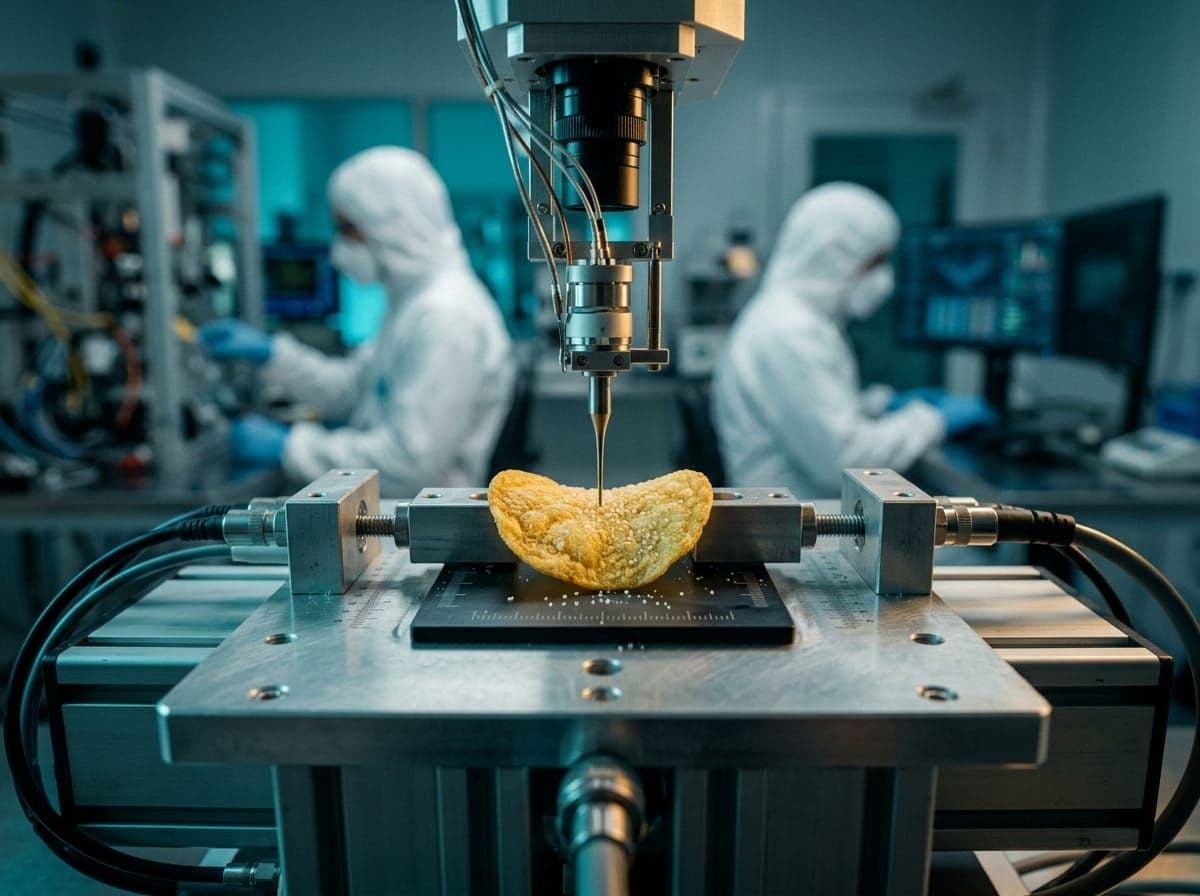 Scientific instruments measuring crunch force and salt density of potato chips
